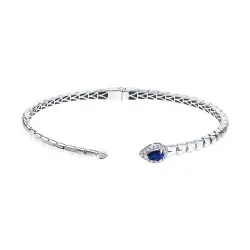 Brățară din aur alb cu Diamant, Safir și Tijă din oțel