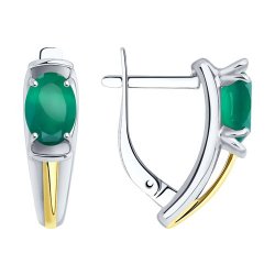 Cercei din argint  cu pietre Agat verde