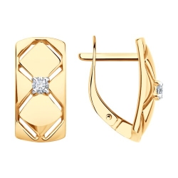 Cercei din aur roșu cu pietre Cubic Zirconia Incolor