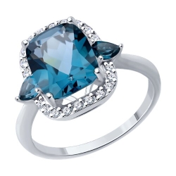 Inel din aur alb cu pietre Cubic Zirconia Incolor, Topaz London