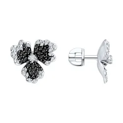 Cercei Pusete din aur alb cu Diamant, Diamant negru