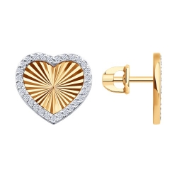 Cercei Pusete din aur roșu cu pietre Cubic Zirconia Incolor