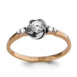 Кольцо из красного золота с камнями Swarovski