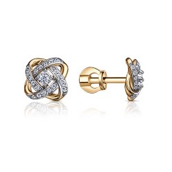 Cercei Pusete din aur roșu cu pietre Cubic Zirconia Incolor