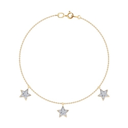 Браслет Звезда из красного золота с камнями Фианит