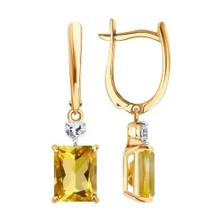 Cercei Suspendați din aur roșu cu Cubic Zirconia Incolor, Citrin