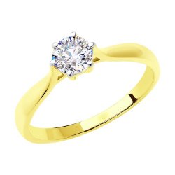 Кольцо из желтого золота с камнями Swarovski
