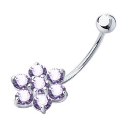 Piercing din argint  cu pietre Cubic Zirconia Liliachiu