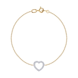 Brățară Love din aur roșu cu pietre Cubic Zirconia Incolor