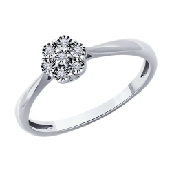 Inel din aur alb cu pietre Diamant