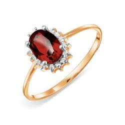 Inel din aur roșu cu Cubic Zirconia Incolor, Granat