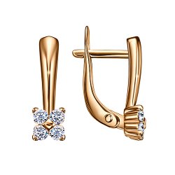 Серьги из красного золота с камнями Фианит