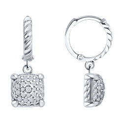 Cercei Creole din argint  cu pietre Cubic Zirconia Incolor