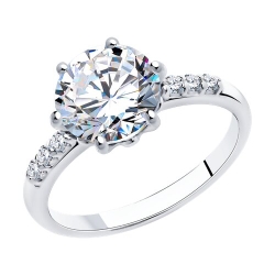 Кольцо из серебра с камнями Фианит