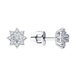 Cercei Pusete din aur alb cu pietre Diamant