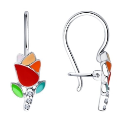 Cercei p-u copii din argint  cu pietre Cubic Zirconia Incolor, Emailare