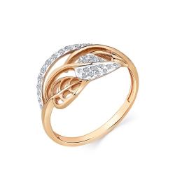Inel din aur roșu cu pietre Cubic Zirconia Incolor