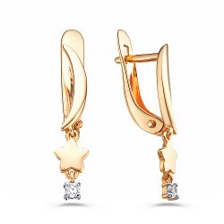 Cercei Suspendați din aur roșu cu pietre Cubic Zirconia Incolor