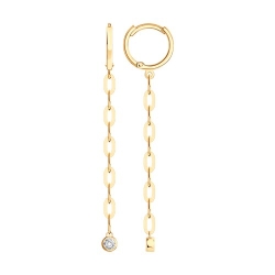 Cercei Creole din aur roșu cu pietre Cubic Zirconia Incolor
