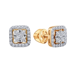 Серьги Пусеты из красного золота с камнями Бриллиант