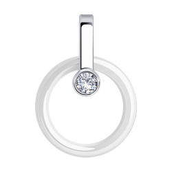 Pandantiv din argint  cu pietre Cubic Zirconia Incolor, Ceramica albă