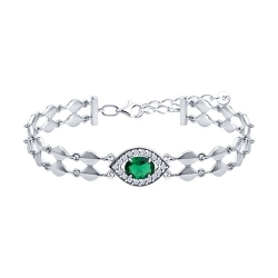 Brățară din argint  cu pietre Cubic Zirconia Incolor, Cubic Zirconia Verde