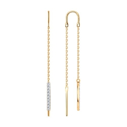 Серьги Продёвки из красного золота с камнями Фианит