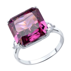 Inel din argint  cu pietre Cubic Zirconia Incolor, Cubic Zirconia Bordo