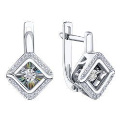 Cercei din aur alb cu pietre Diamant