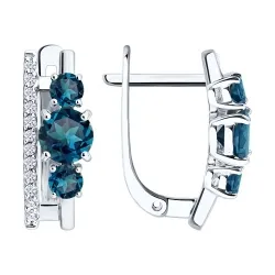 Cercei din aur alb cu Cubic Zirconia Incolor, Topaz London