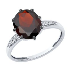 Кольцо из серебра с камнями Аметист, Гранат