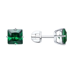Cercei Pusete din argint  cu pietre Cubic Zirconia Verde