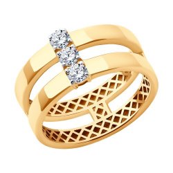 Inel din aur roșu cu pietre Cubic Zirconia Incolor