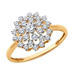 Inel din aur roșu cu Cubic Zirconia Incolor