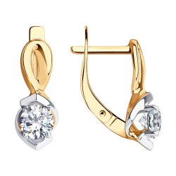 Cercei din aur roșu cu pietre Swarovski