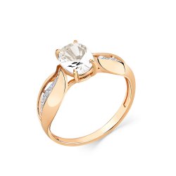 Inel din aur roșu cu pietre Cubic Zirconia Incolor, Cristal de munte