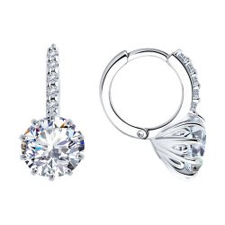Cercei Creole din argint  cu pietre Cubic Zirconia Incolor