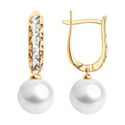 Cercei Suspendați din aur roșu cu pietre Perla Albă