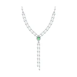 Колье из серебра с камнями Фианит, Фианит Зелёный