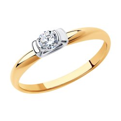 Inel din aur roșu cu pietre Cubic Zirconia Incolor