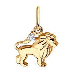 Pandantiv din aur roșu cu pietre Cubic Zirconia Incolor