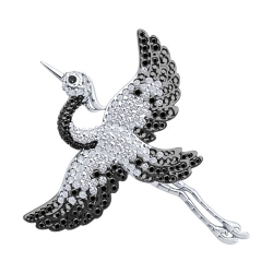Broșă din argint  cu pietre Cubic Zirconia Incolor, Cubic Zirconia Negru
