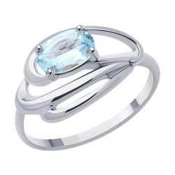 Кольцо из серебра с камнями Топаз голубой