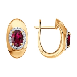 Серьги из красного золота с камнями Бриллиант, Рубин