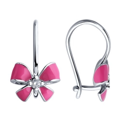 Cercei p-u copii din argint  cu pietre Cubic Zirconia Incolor, Emailare