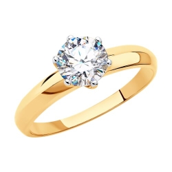 Кольцо из красного золота с камнями Фианит