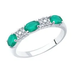 Inel din argint cu Cubic Zirconia Incolor, Agat verde