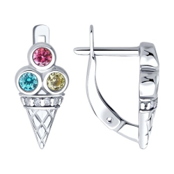 Cercei p-u copii din argint  cu pietre Cubic Zirconia Colorat