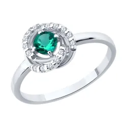 Inel din argint cu Cubic Zirconia Incolor, Smarald