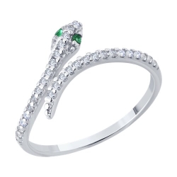 Inel din argint  cu pietre Cubic Zirconia Incolor, Cubic Zirconia Verde